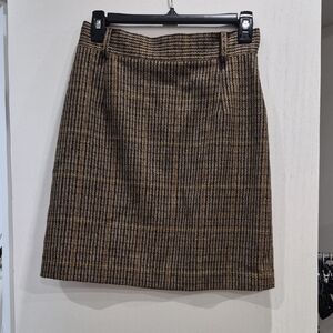 Tailored Brown Plaid Pencil Skirt
